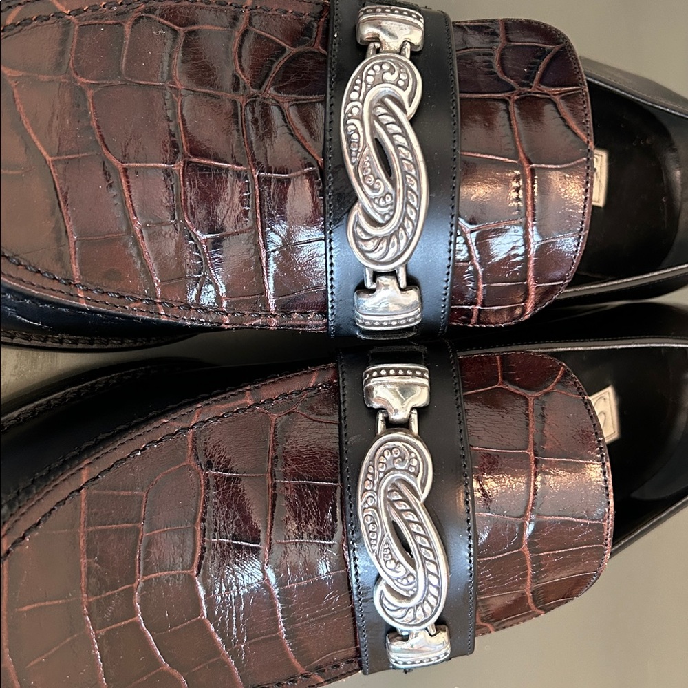 Brighton brown and black Croc-Embossed Loafers - Picture 8 of 12